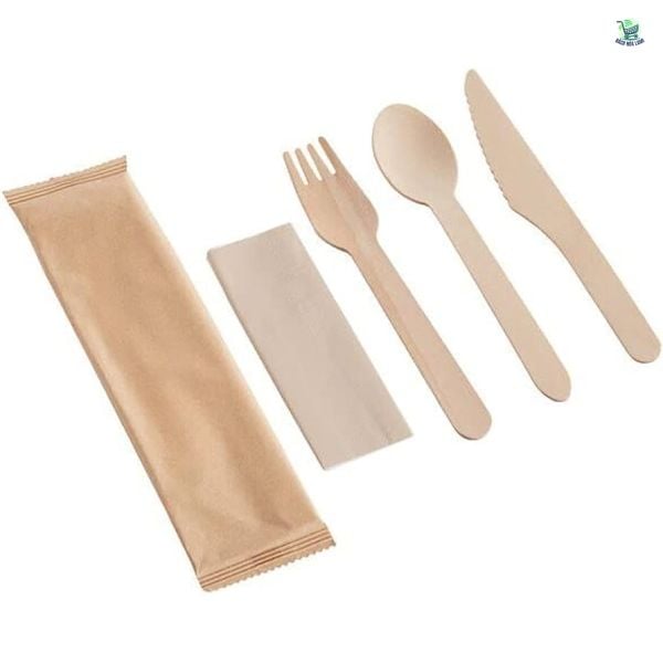  Set 4 món(Muỗng + nĩa +dao+khăn giấy) 