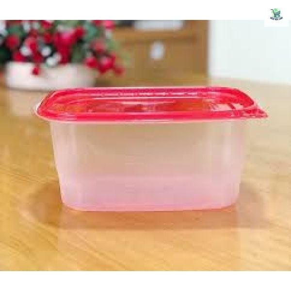  Hộp chữ nhật 34OZ (1000ml) PP Trong + Nắp PP Đỏ 