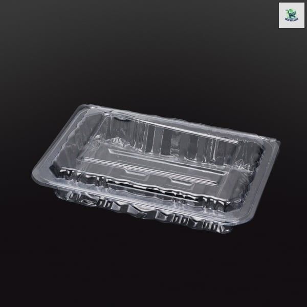  Hộp chữ nhật 1000ml PP Trong + Nắp PP Trong (Sọc nhỏ) 