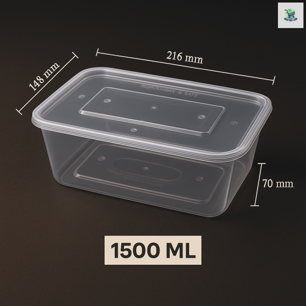  Hộp chữ nhật đa năng 1500ml PP Trong đồng bộ nắp TTK-708 