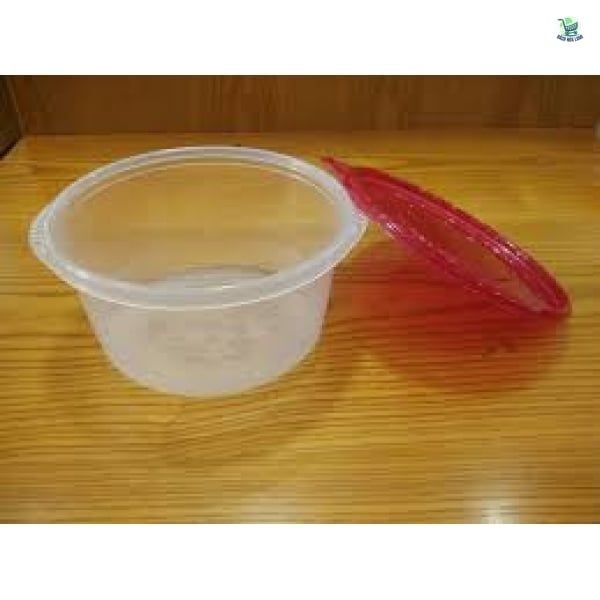  Hộp tròn 34OZ (1000ml) PP Trong + Nắp PP Đỏ 