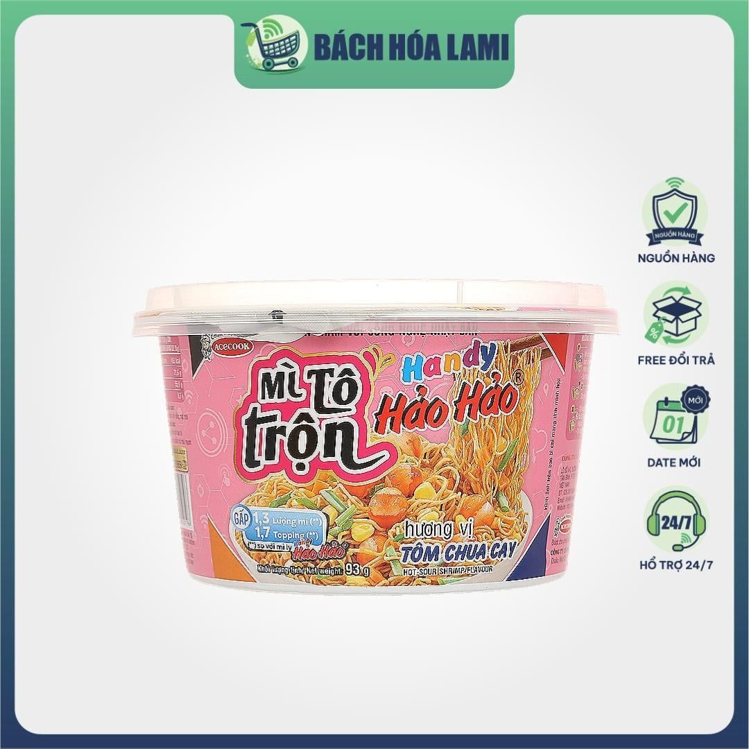  Tô Mì Trộn Handy Hảo Hảo Tôm Chua Cay 93g Ăn Liền Tiện Lợi 