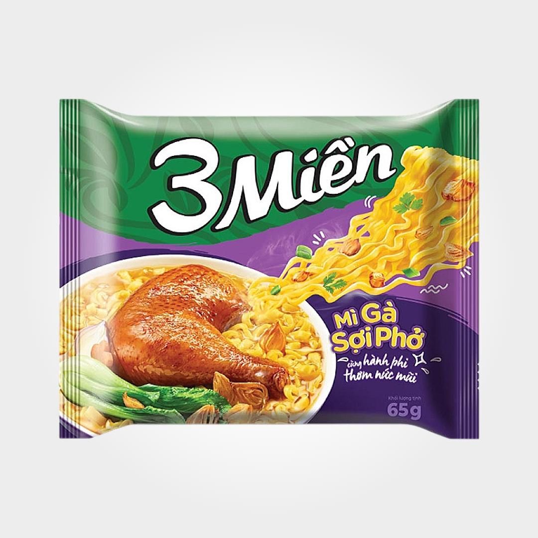 Mì 3 Miền Thùng 30 Gói 65g Trộn 3 Vị Tôm Gà Chay Ngon 