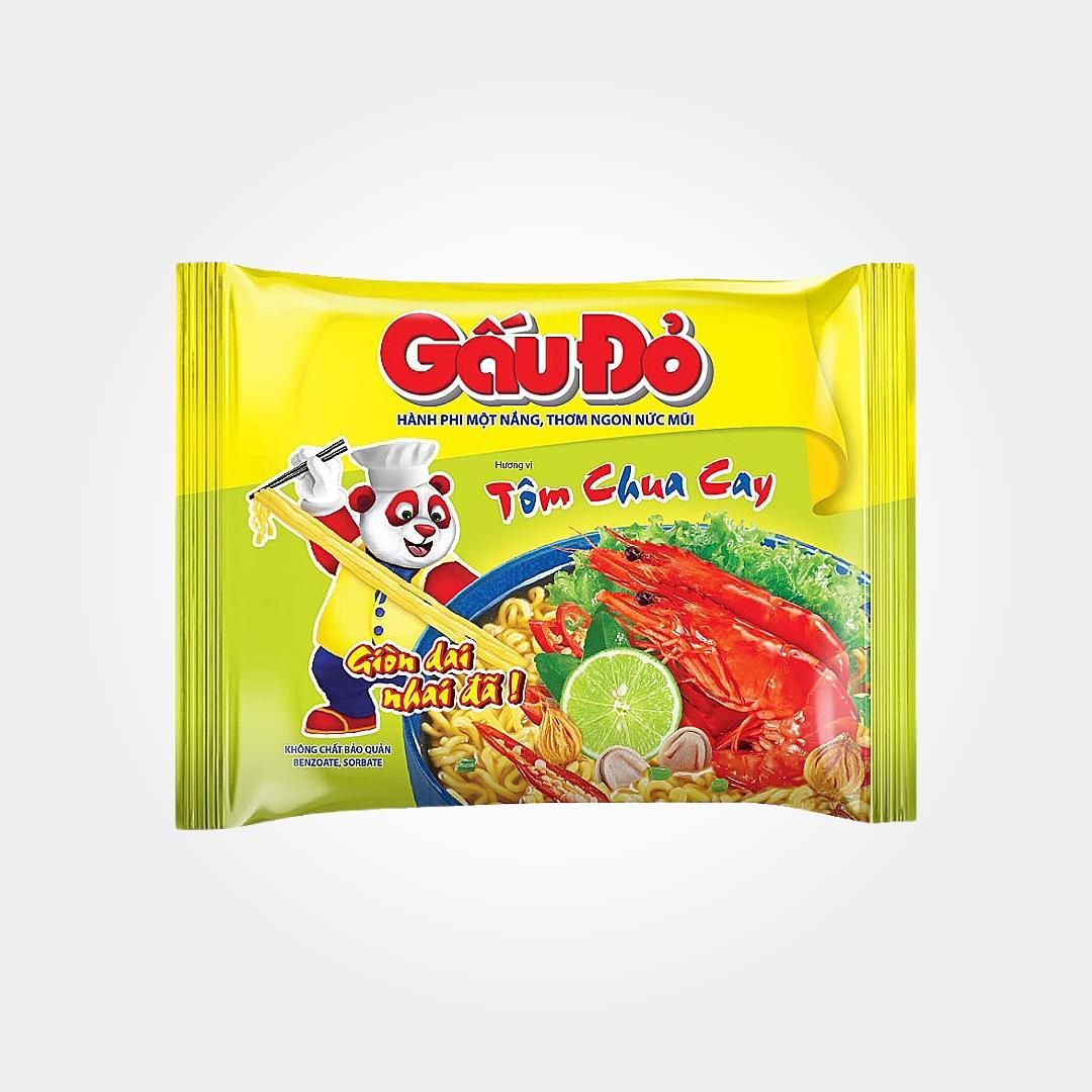 Mì Gấu Đỏ Tôm Chua Cay 65g Gói Ăn Liền Thùng Tiện Lợi Ngon 