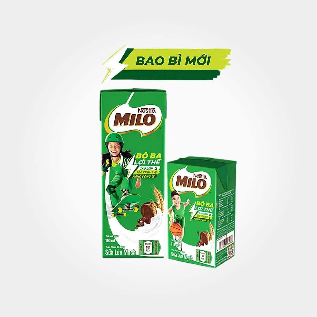  Sữa Lúa Mạch Milo Nestlé Hộp 180ml Bổ Sung Năng Lượng 