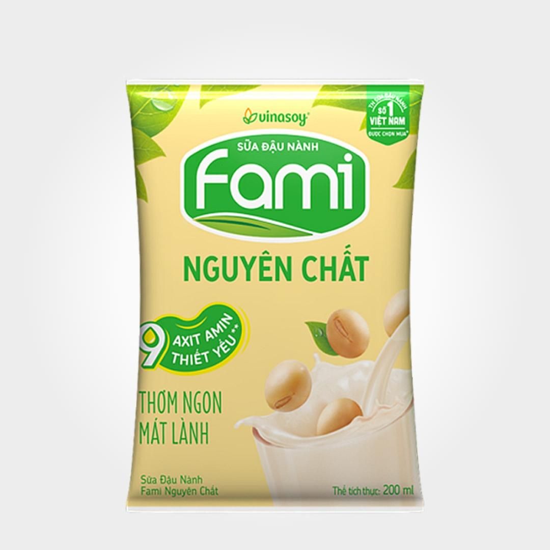  Sữa Đậu Nành Fami Gói 200ml Nguyên Chất Thơm Ngon Đậm Vị 