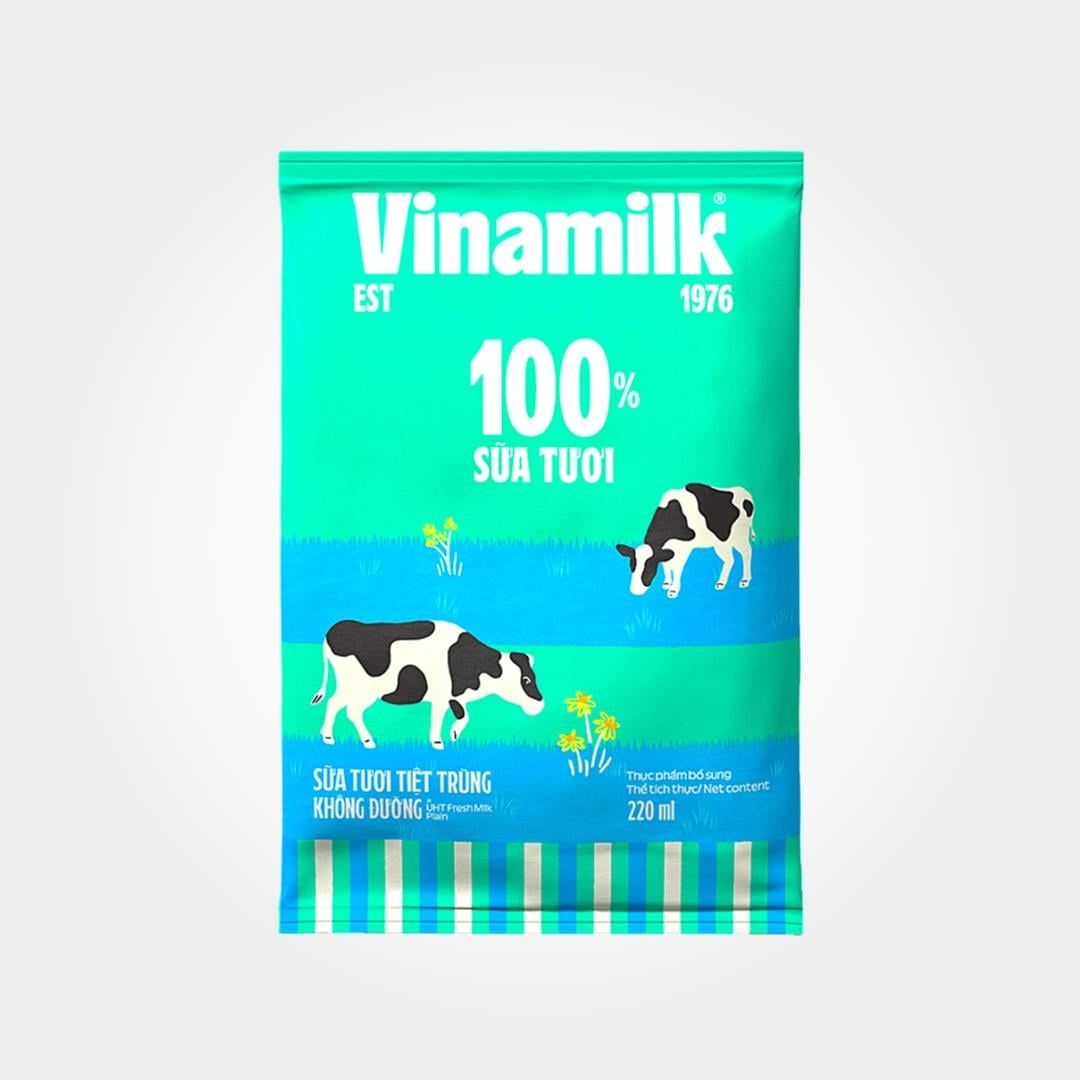  Sữa Tươi Vinamilk Không Đường Gói 220ml Bổ Sung Canxi 