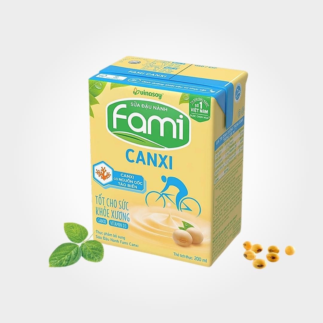  Sữa Đậu Nành Fami Hộp 200ml Vinasoy Nguyên Chất Thơm Béo 