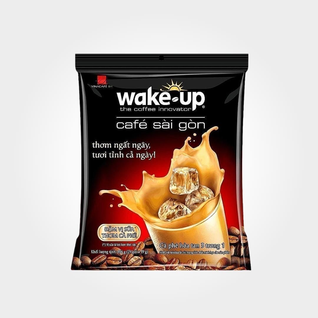  Cà Phê Wake up Sài Gòn Vinacafé 456g 24 Gói Hòa Tan Ngon 