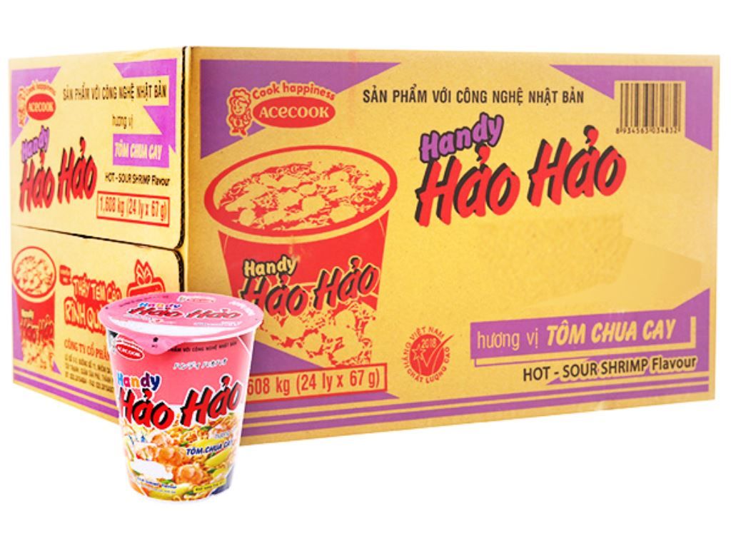  Mì Ly Handy Hảo Hảo tôm chua cay 67gr *24 hộp 