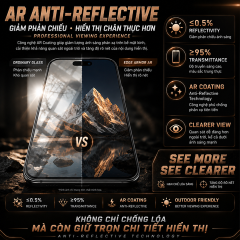  Kính Cường Lực OTAO Edge Armor AR 3D kim loại | Viền MetalFrame Tràn Viền 99.9% , Chống Phản Chiếu 