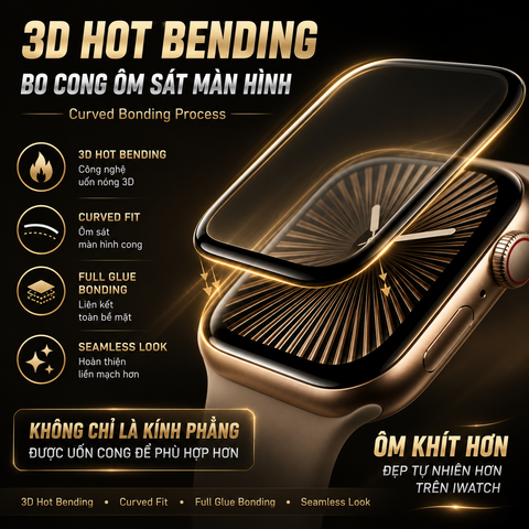  Kính Cường Lực OTAO iWatch Ceramic 0.15mm | 3D Hot Bending, , Có khung trợ dán 