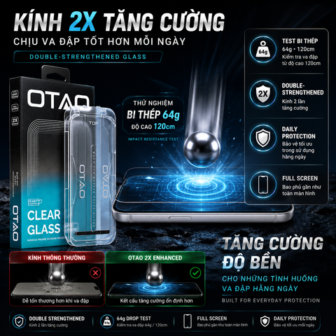  Kính Cường Lực OTAO 3D Resin Edge Clear HD | Hạn Chế Vân Tay , Chống Trầy Xước 