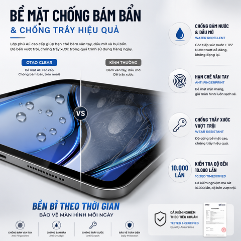  Kính Cường Lực iPad OTAO 2.5D Clear Có Khung Trợ Dán  | Độ Trong Suốt Cao, Hạn Chế Bám Vân Tay 