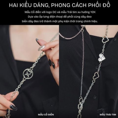  Dây đeo điện thoại DEVILCASE Dây kim loại phối logo DC/ Trái tim phong cách, năng động 