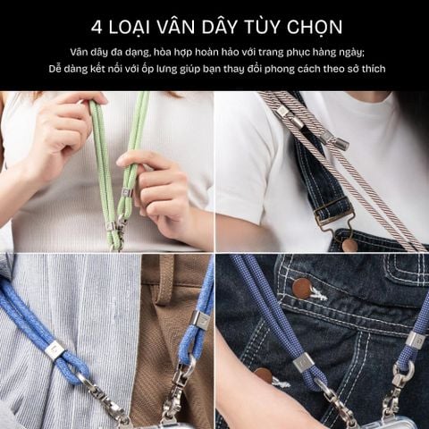  Dây đeo điện thoại DEVILCASE Douple-hook xoay 360 Dây bện vải thời trang đa năng 