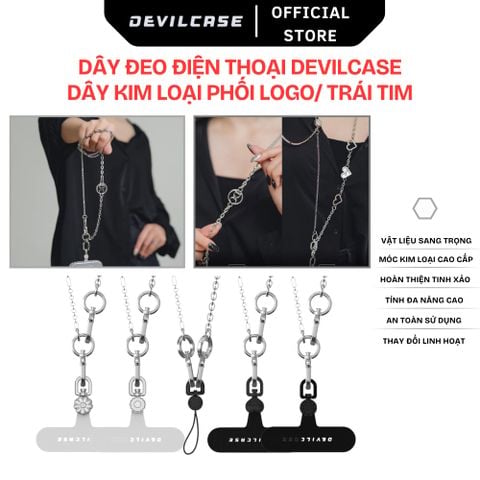  Dây đeo điện thoại DEVILCASE Dây kim loại phối logo DC/ Trái tim phong cách, năng động 