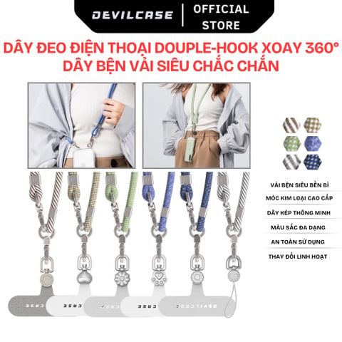  Dây đeo điện thoại DEVILCASE Douple-hook xoay 360 Dây bện vải thời trang đa năng 