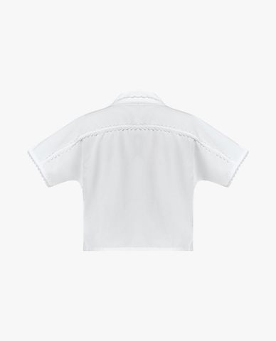  GIGI - Áo sơ mi nữ tay ngắn phom croptop viền ren 