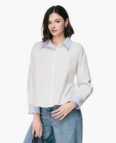  GIGI - Áo sơ mi nữ cổ bẻ tay dài phom suông 