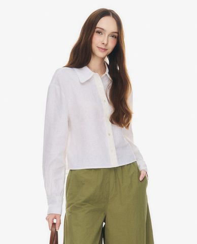  GIGI - Áo sơ mi nữ cổ bẻ tay dài phom croptop 