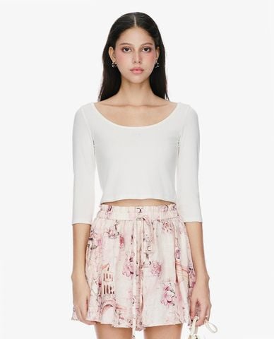  GIGI - Áo croptop nữ cổ thuyền tay lỡ 
