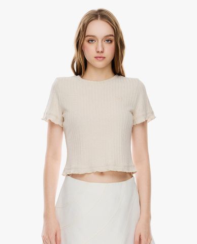  GIGI - Áo dệt kim nữ cổ tròn tay ngắn phom ôm 