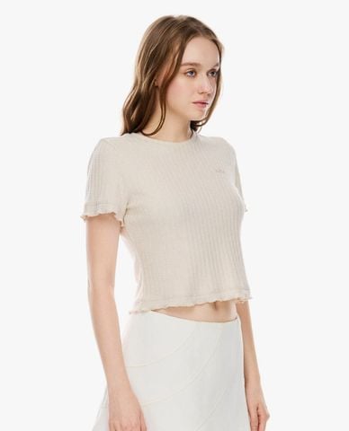  GIGI - Áo dệt kim nữ cổ tròn tay ngắn phom ôm 