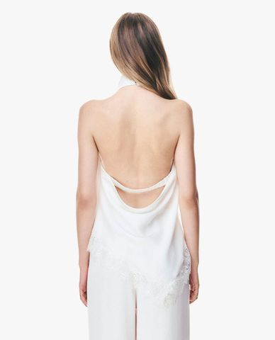  GIGI - Áo kiểu nữ cổ yếm sát nách viền ren 