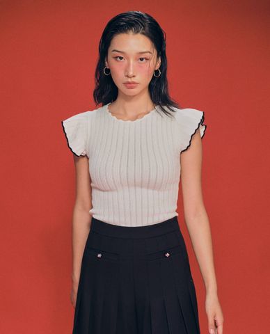  GIGI - Áo kiểu nữ cổ tròn tay ngắn hiện đại 