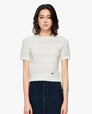  GIGI - Áo kiểu nữ cổ tròn tay ngắn phom ôm 