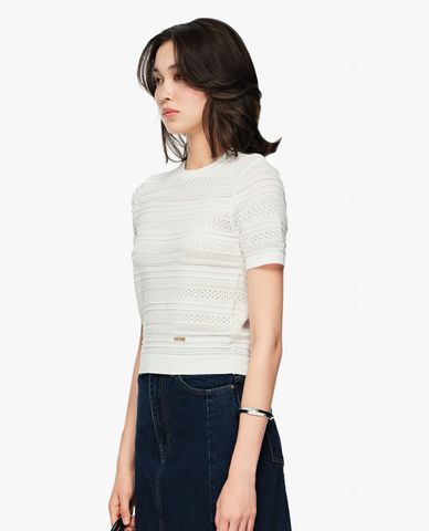  GIGI - Áo kiểu nữ cổ tròn tay ngắn phom ôm 