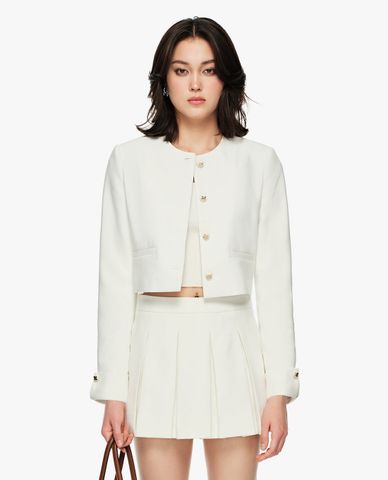  GIGI - Áo khoác blazer nữ cổ tròn phom croptop 