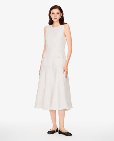  GIGI - Đầm sát nách midi cổ tròn phối túi 