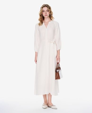  GIGI - Đầm midi cổ V tay dài phối thắt nơ thanh lịch 