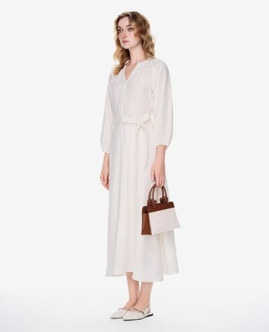  GIGI - Đầm midi cổ V tay dài phối thắt nơ thanh lịch 