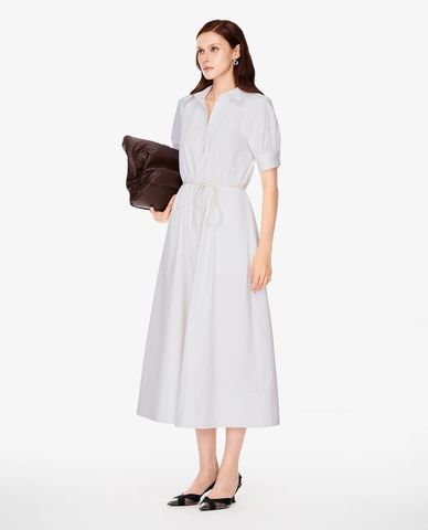  GIGI - Đầm sơ mi midi tay phồng phối dây rút 