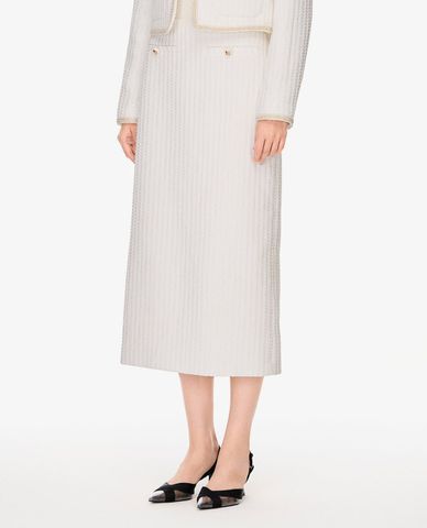  GIGI - Chân váy phom suông midi phối nút 