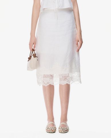  GIGI - Chân váy phom suông midi phối ren 