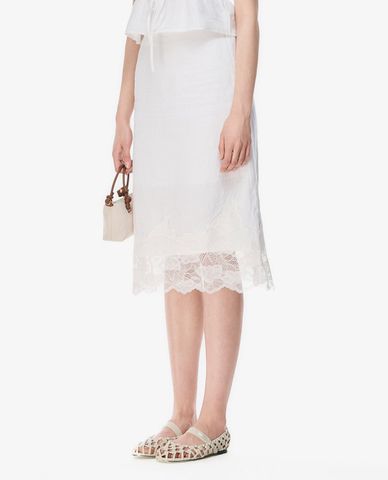  GIGI - Chân váy phom suông midi phối ren 