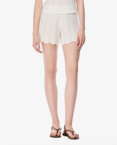  GIGI - Quần shorts ngắn nữ dệt kim viền gợn sóng 