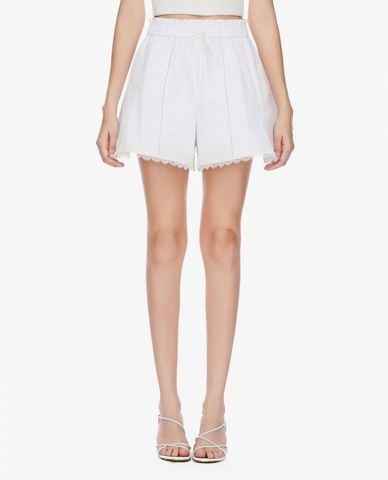  GIGI - Quần shorts nữ ống rộng lưng thun phối viền ren 