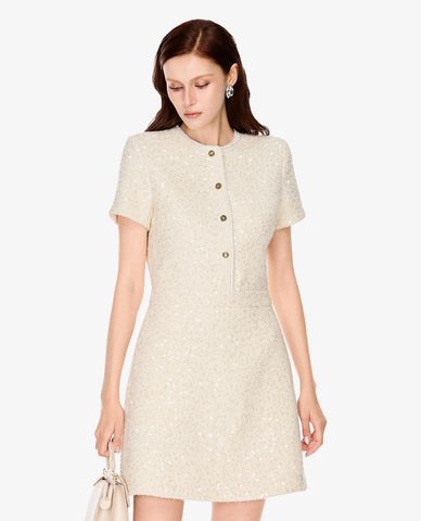  GIGI - Đầm mini cổ tròn tay ngắn đính sequin 