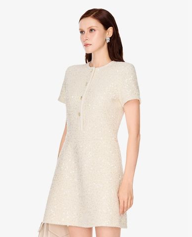  GIGI - Đầm mini cổ tròn tay ngắn đính sequin 