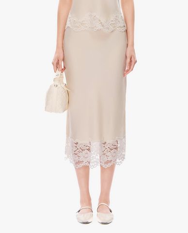  GIGI - Chân váy phom suông midi viền ren 