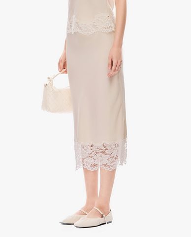  GIGI - Chân váy phom suông midi viền ren 