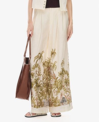  GIGI - Quần nữ ống rộng họa tiết nhiệt đới 