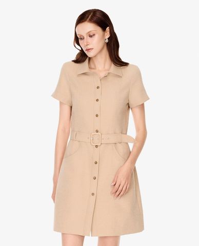  GIGI - Đầm sơ mi mini tay ngắn phối thắt lưng 