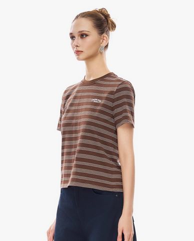  GIGI - Áo thun nữ cổ tròn tay ngắn kẻ sọc 