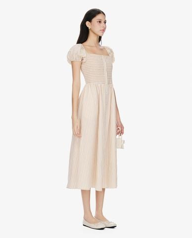  GIGI - Đầm midi cổ vuông tay phồng thời trang 